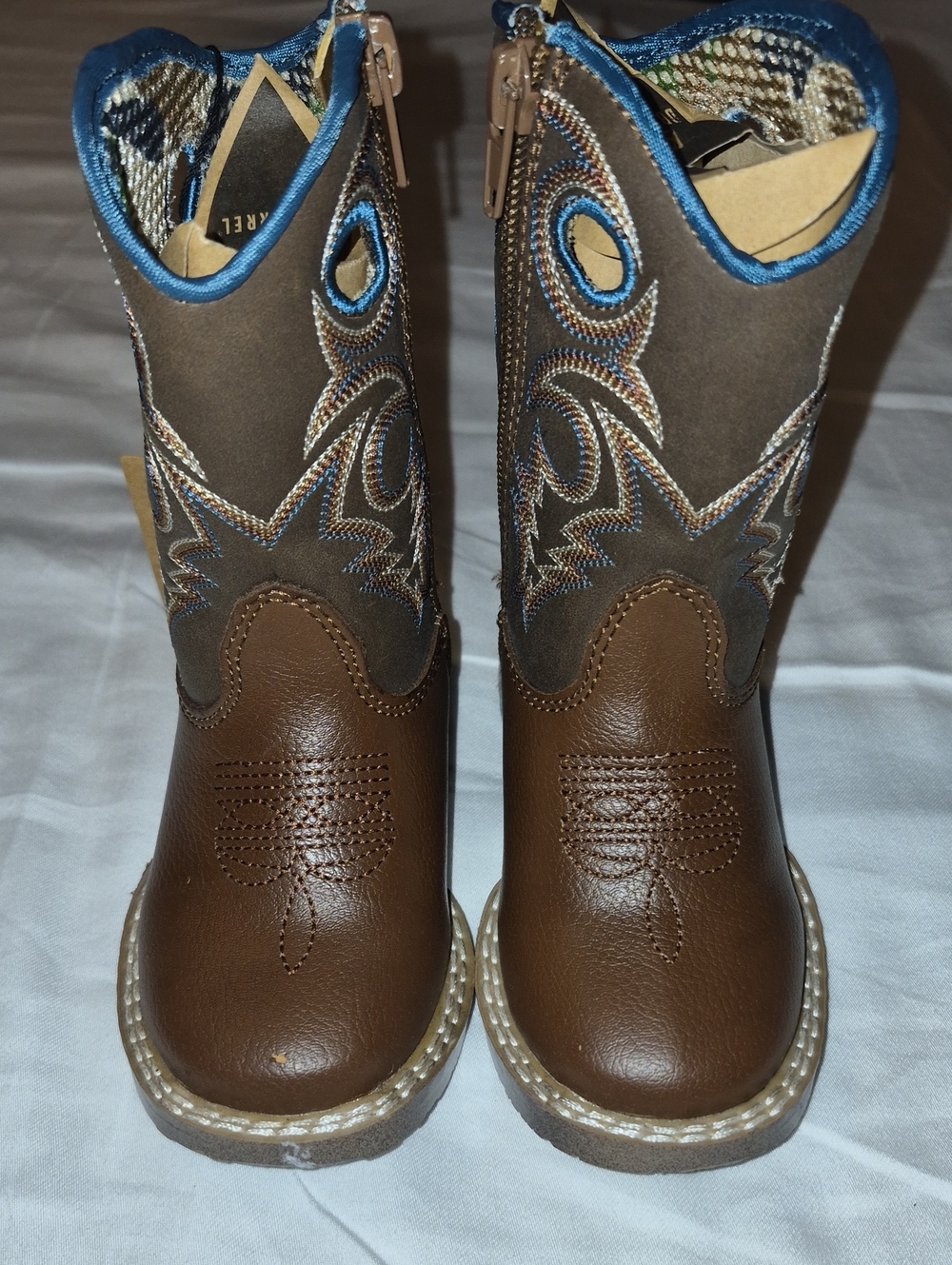 Kids Brown & Blue Western Pull-On Boots